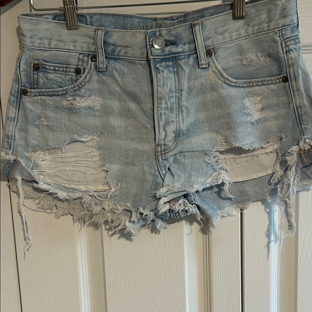 American Eagle Outfitters Light Wash Ripped Jean Shorts